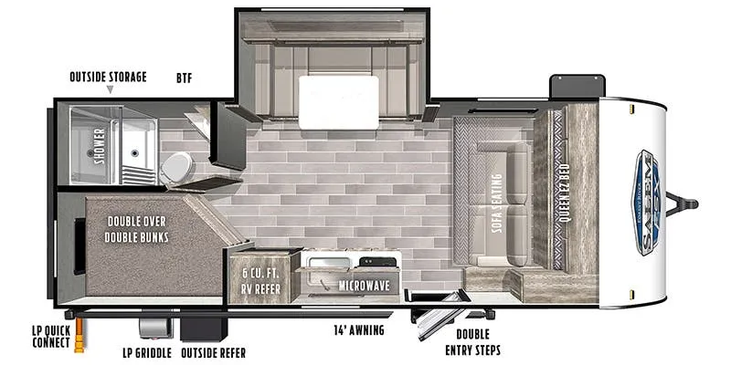 2021 Forest River Salem FSX 178BHSK floor plan