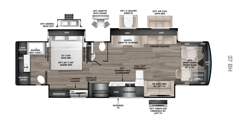 2027 Tiffin Phaeton 37 BH - Floor plan