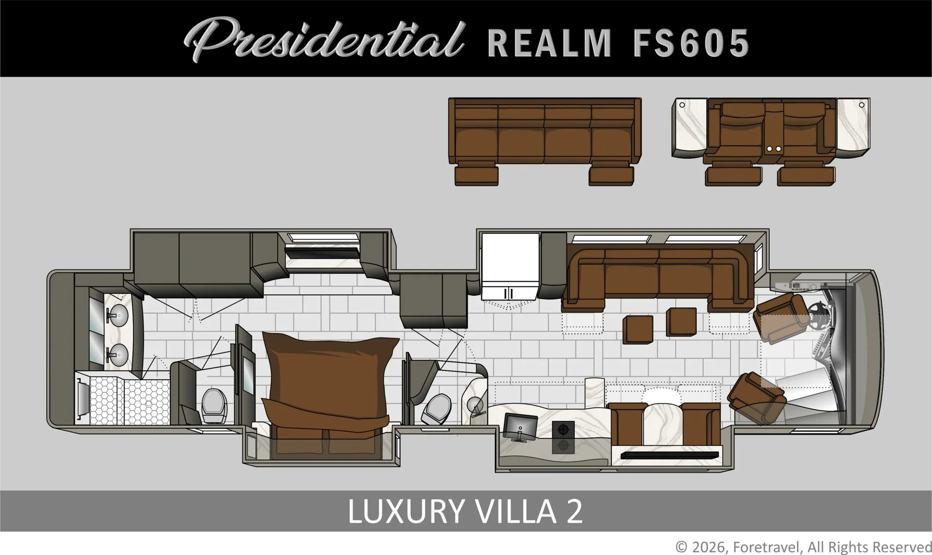 Foretravel Realm Presidential LV2 floor plan