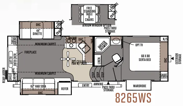 Forest River Rockwood Signature Ultra Lite 8265WS floor plan