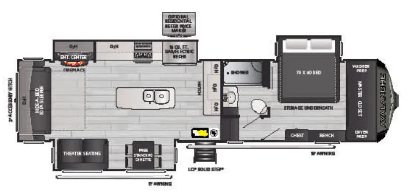 Keystone Avalanche 322RL floor plan