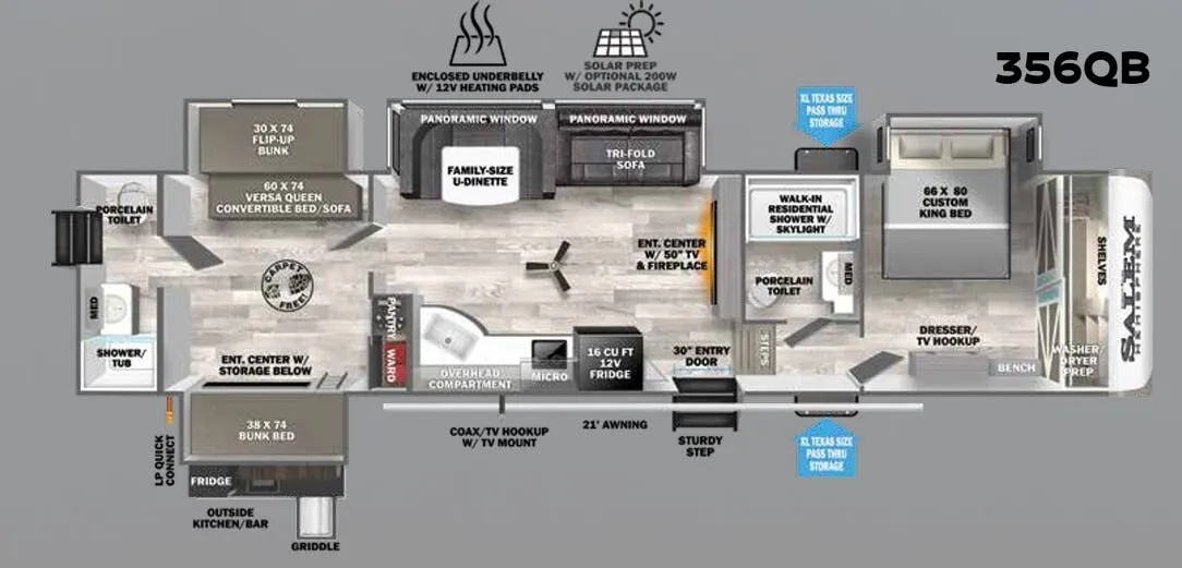 Forest River Salem Hemisphere 356QB floor plan