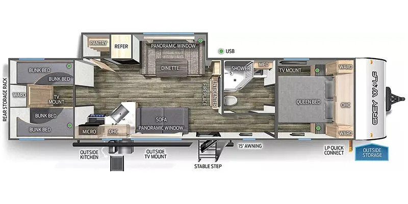 Forest River Cherokee Grey Wolf 29BRB floor plan
