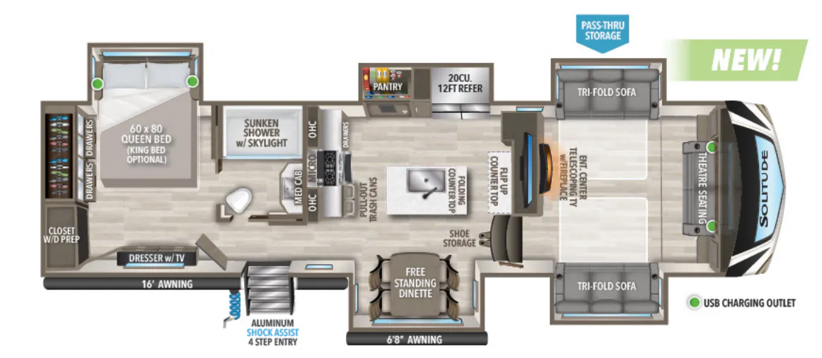 Grand Design Solitude S-Class 3950BH floor plan