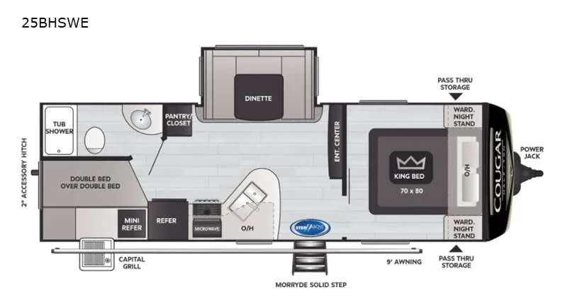 2021 Keystone Cougar Half-Ton 25BHSWE - Floor plan