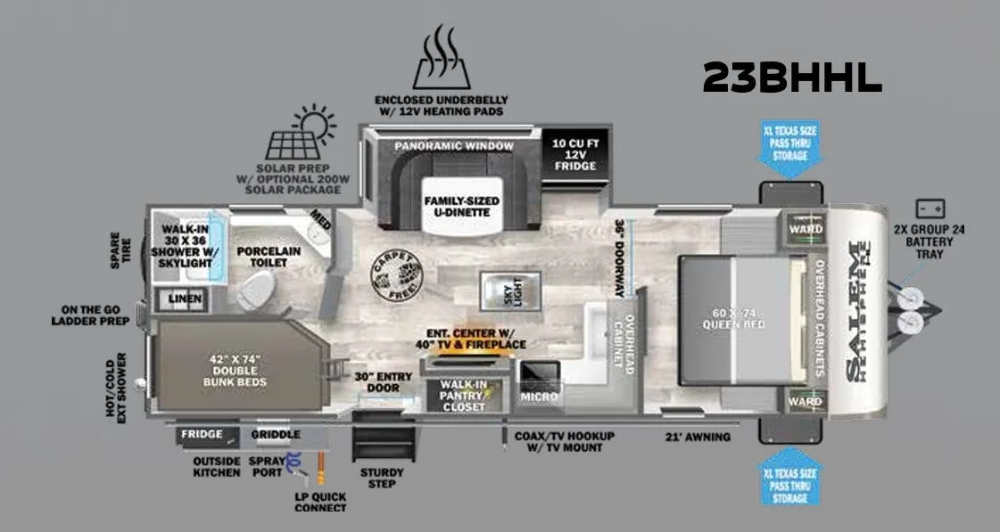 2023 Forest River Salem Hemisphere Hyper-Lyte 23BHHL - Floor plan