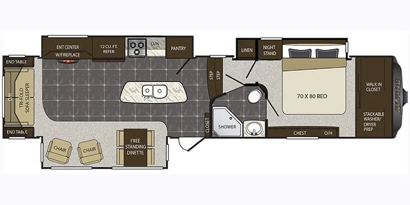 2017 Keystone Rv ALPINE 3600RS - Floor plan
