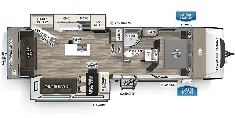 2020 Forest River Cherokee Alpha Wolf 26RL floor plan