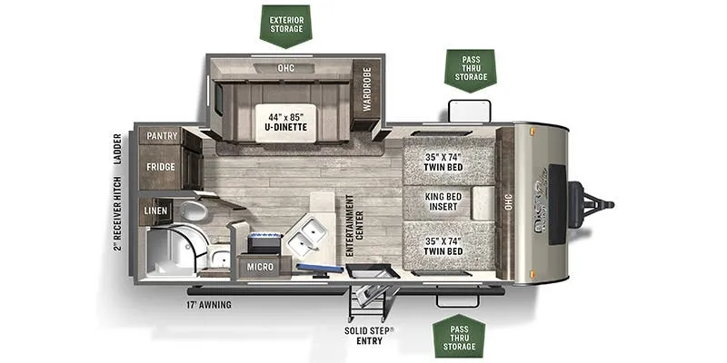 2022 Forest River Rockwood Mini Lite 2204S - Floor plan