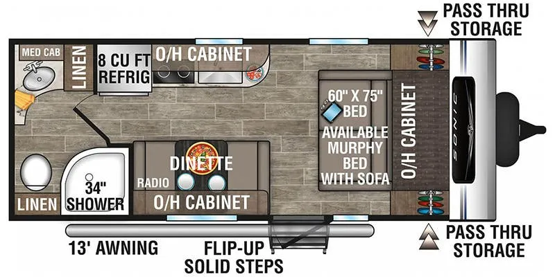 2022 Venture RV Sonic SN190VRB - Floor plan