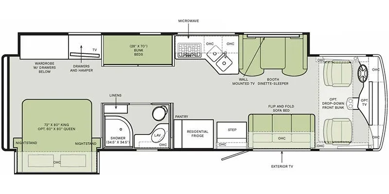 Tiffin Open Road Allegro 32 FA floor plan