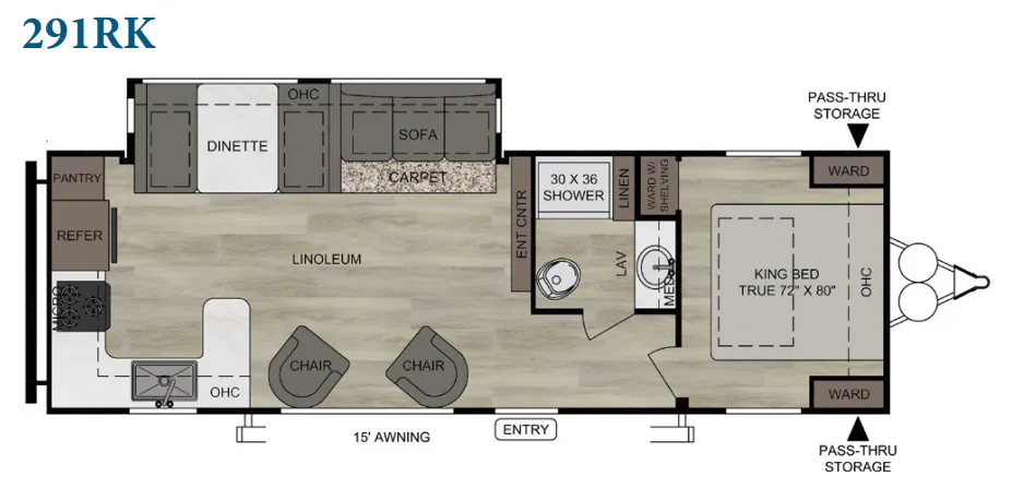 East to West Della Terra 291RK floor plan