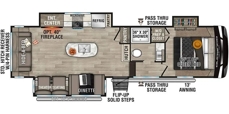 K-Z Durango Half-Ton D283RLT floor plan