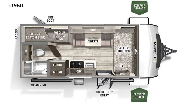 2021 Forest River RV Flagstaff E-Pro 19BH - Floor plan