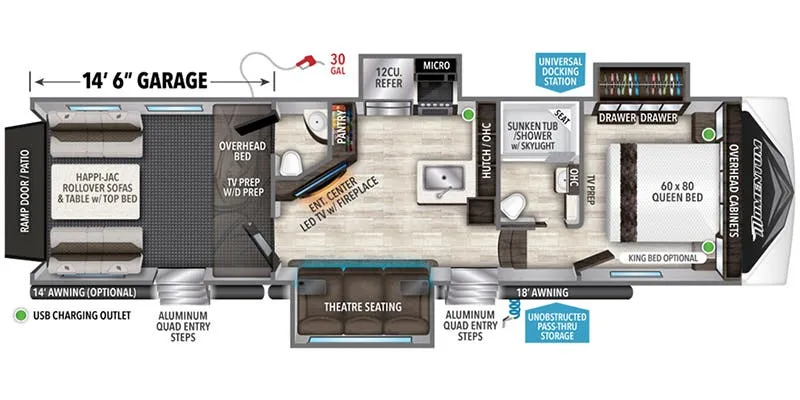 2023 Grand Design Momentum G-Class 350G floor plan