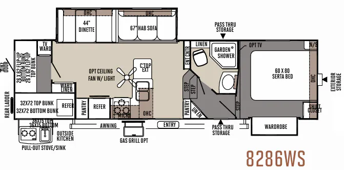 Forest River Rockwood Signature Ultra Lite 8286WS floor plan