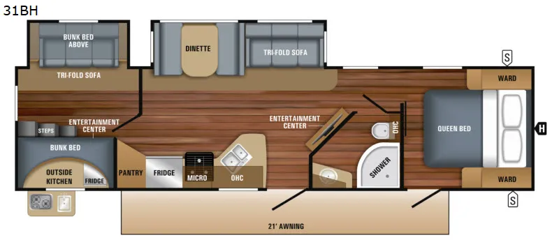 2018 Jayco White Hawk 31BH - Floor plan