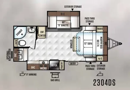 Forest River Rockwood Ultra Lite 2304DS floor plan