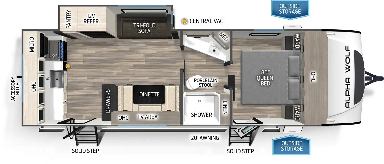 Forest River Cherokee Alpha Wolf 23LDE floor plan