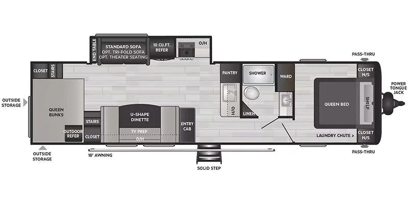 Keystone Hideout East 32TQS floor plan