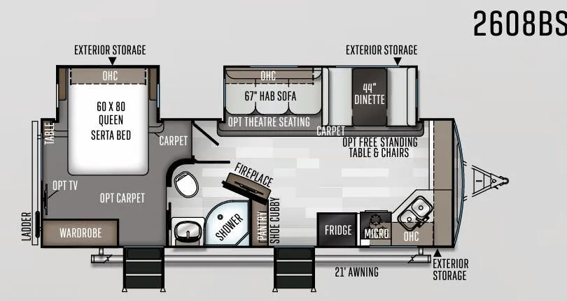 2020 Forest River Rockwood Ultra Lite 2608BS - Floor plan