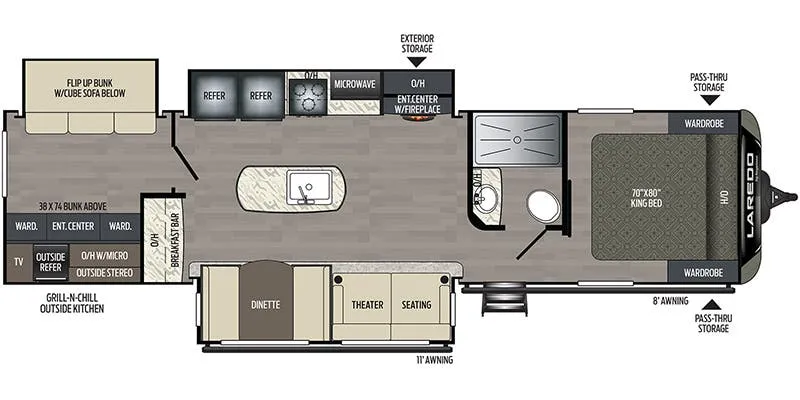 2021 Keystone Laredo 332BH floor plan