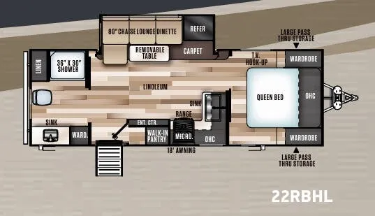 Forest River Wildwood Heritage Glen Hyper-Lyte 22RBHL floor plan