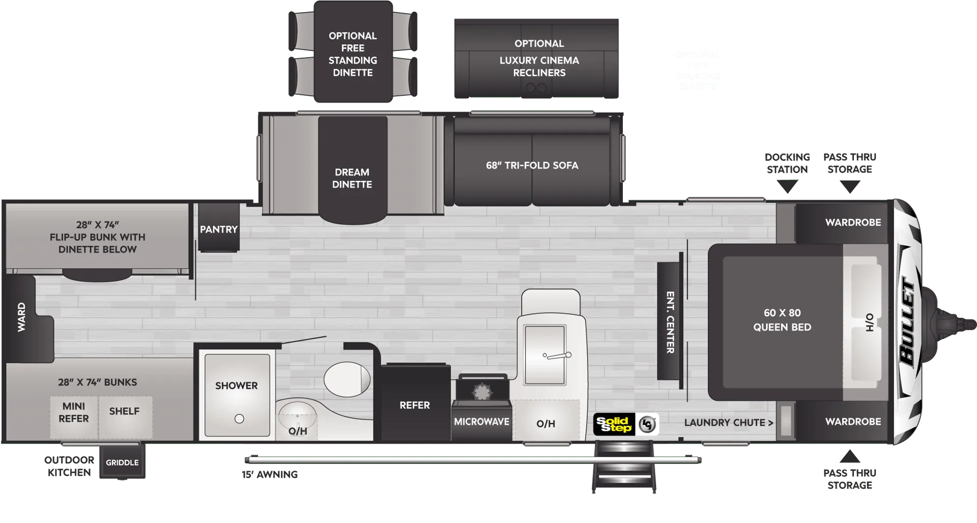 Keystone Bullet 287QBS floor plan