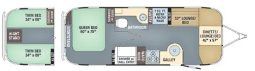 Airstream Flying Cloud 25RB Twin floor plan