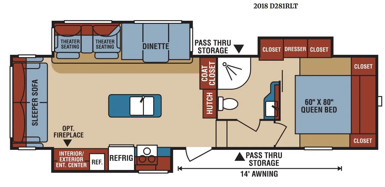 K-Z Durango Sport D281RLT floor plan