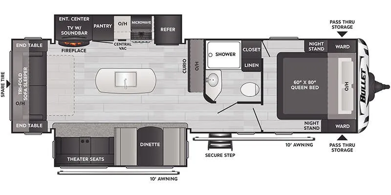 Keystone Bullet Crossfire East 287RLS floor plan