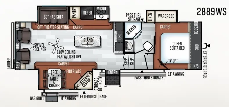 Forest River Rockwood Ultra Lite 2889WS floor plan