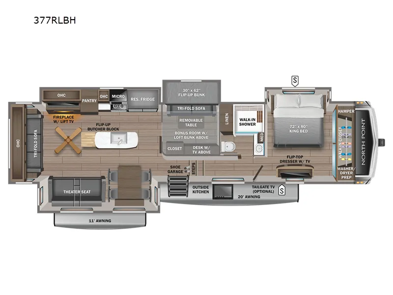 2023 Jayco North Point 377RLBH - Floor plan
