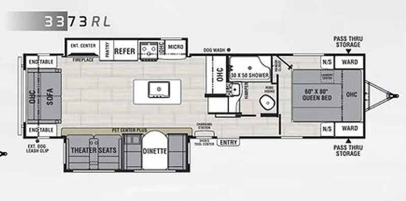 Coachmen Northern Spirit 3373RL floor plan