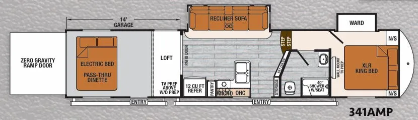 Forest River XLR Thunderbolt 341AMP floor plan