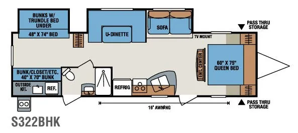 K-Z Sportsmen S322BHK floor plan