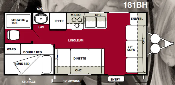 Forest River Wildwood X-Lite 181BH floor plan
