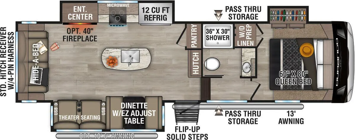 K-Z Durango Half-Ton D283RLT floor plan