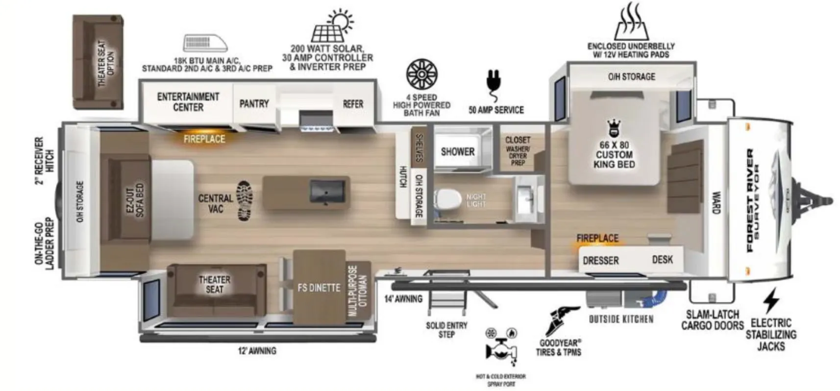 2024 Forest River Grand Surveyor 305RLBS - Floor plan