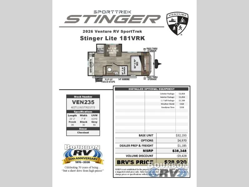2026 Venture RV SportTrek Stinger Lite 181VRK - Photo 3