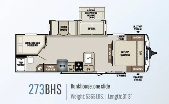 Keystone Bullet 273BHS floor plan