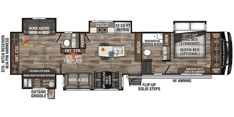 K-Z Durango D348BHF floor plan