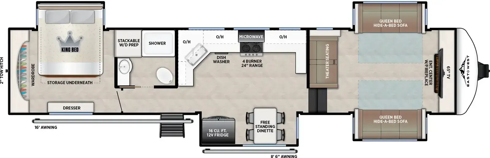 2026 East to West Blackthorn 3865FLR - Floor plan