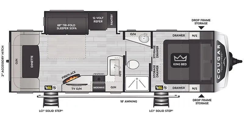 2025 Keystone Cougar Half-Ton East 25RDS - Floor plan