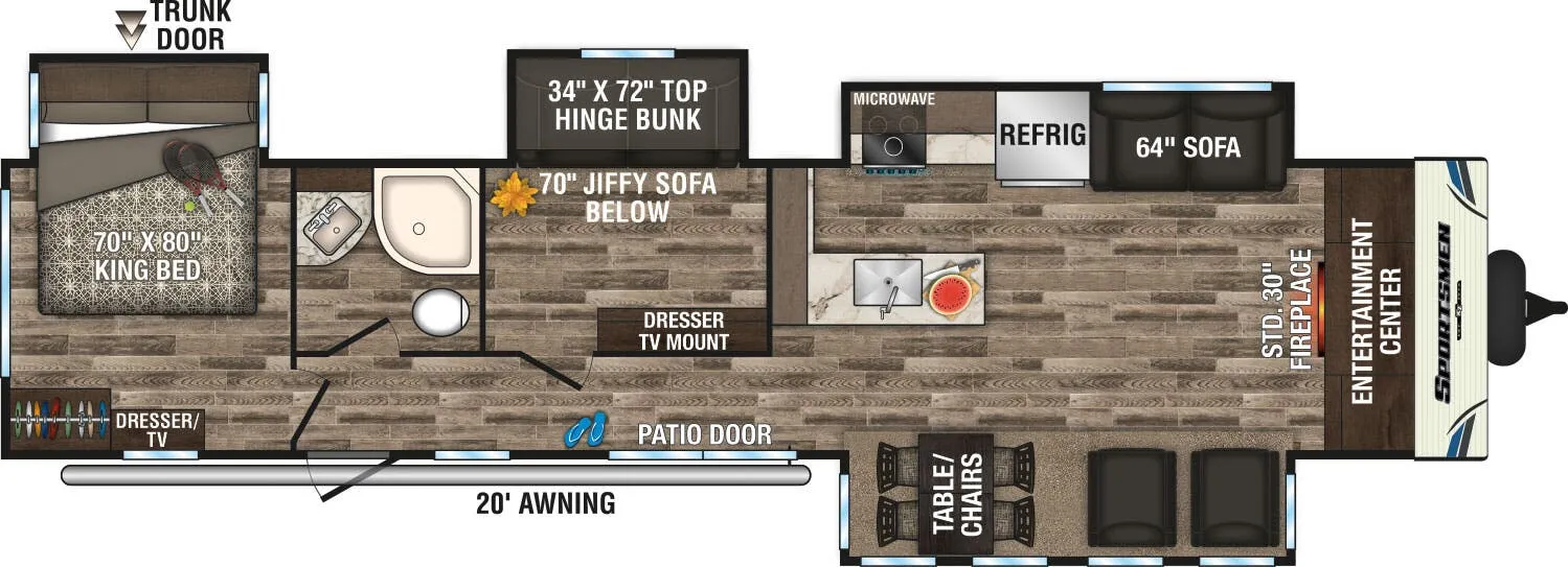 K-Z Sportsmen 364BH floor plan
