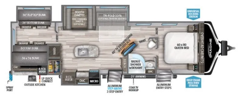 2023 Grand Design Imagine 3250BH floor plan