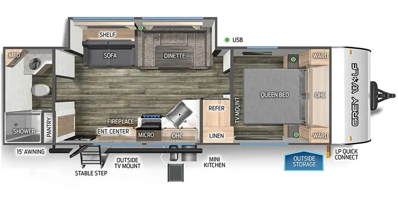 2024 Forest River Cherokee Grey Wolf 26LK floor plan