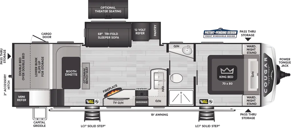 2024 Keystone RV Cougar Half-Ton 30BHS floor plan