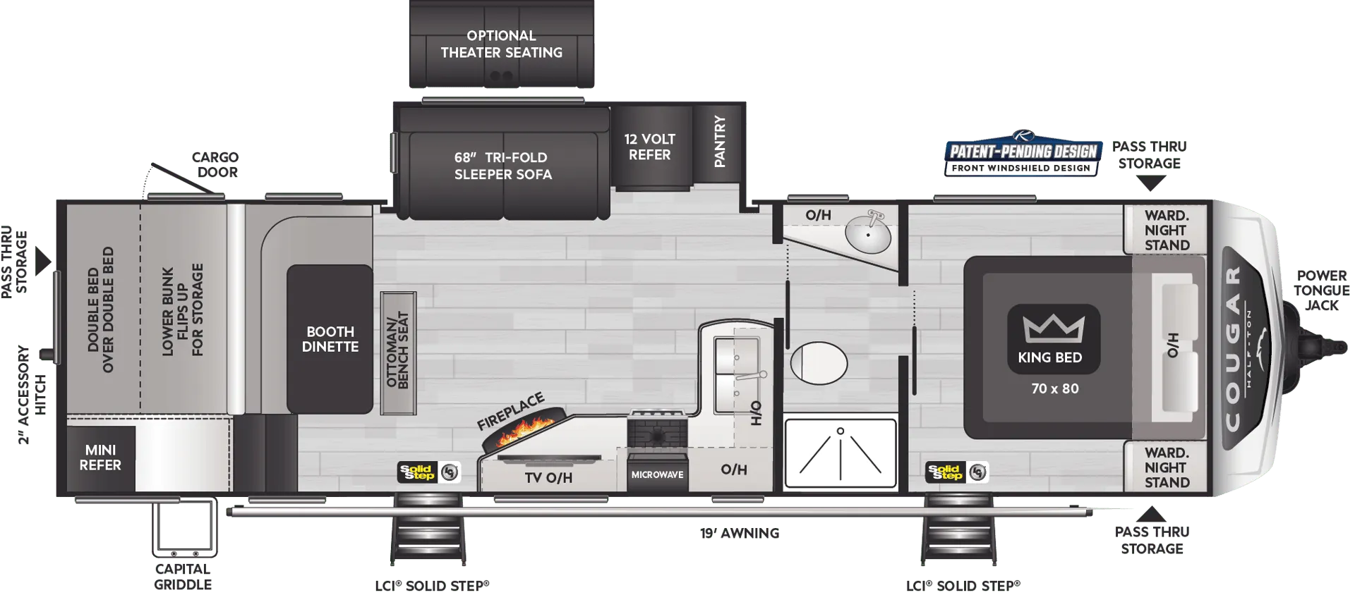 2024 Keystone RV Cougar Half-Ton 30BHS - Floor plan