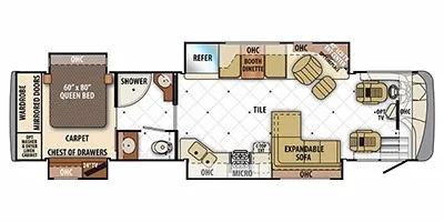 2014 Forest River Berkshire 390FL Class A Diesel - Floor plan